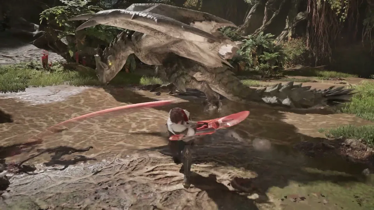 New hunter facing a large monster in an open field