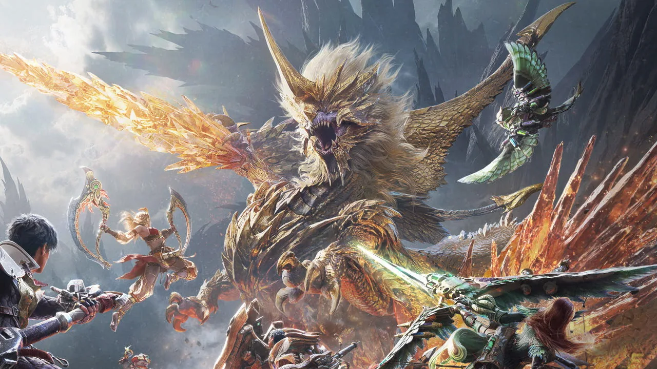 Official Tokyo Game Show 2026 trailer art of a golden Elder Dragon breathing a long jet of fire across a rocky plain